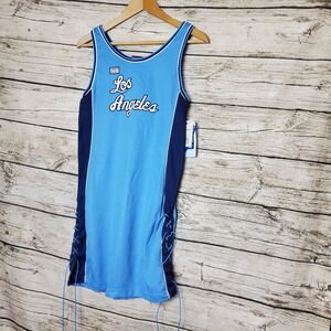 Los Angeles Lakers Hardwood Classics Women's Retro Blue Jersey Dress Size L NWT